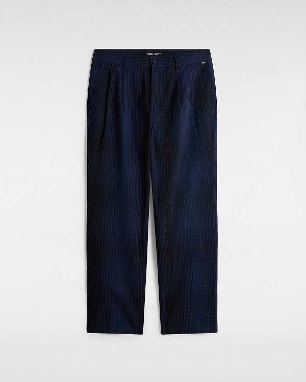 Men Vans Authentic Chino Loose Tapered Plaid Pants Blue Malaysia | VN2061758