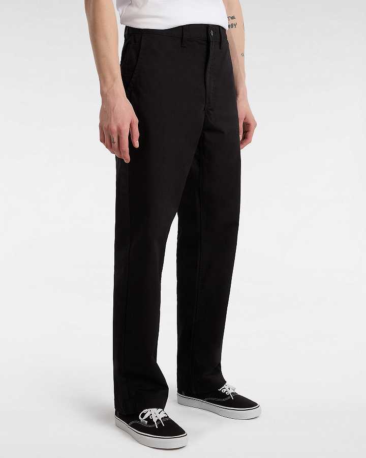 Men Vans Authentic Chino Relaxed Pants Black Malaysia | VN0519643