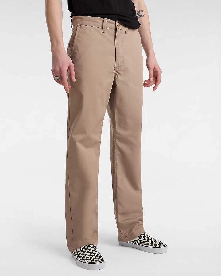 Men Vans Authentic Chino Relaxed Pants Beige Malaysia | VN5876019
