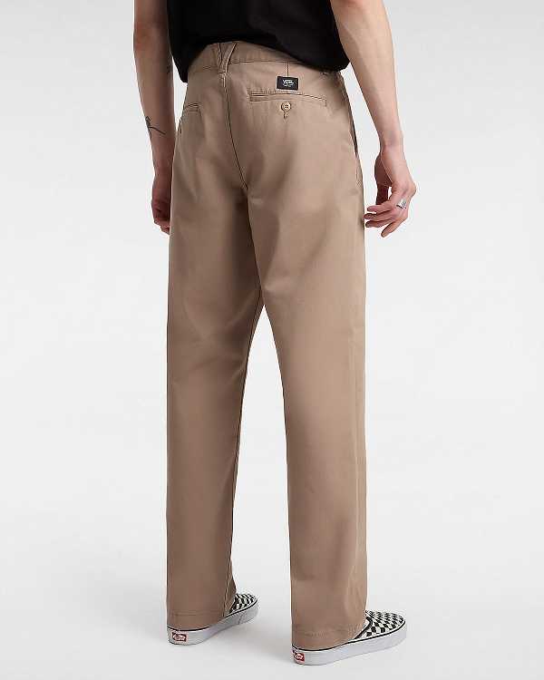 Men Vans Authentic Chino Relaxed Pants Beige Malaysia | VN5876019
