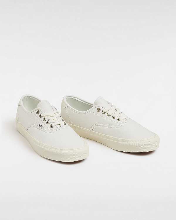 Men Vans Authentic Lux Leather Shoes White Malaysia | VN0378649