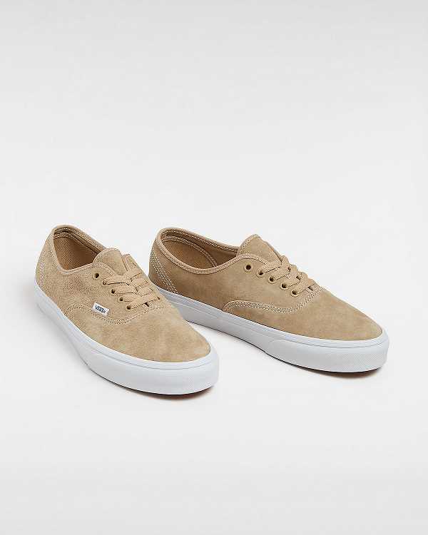 Men Vans Authentic Pig Suede Sneakers Beige Malaysia | VN5407826