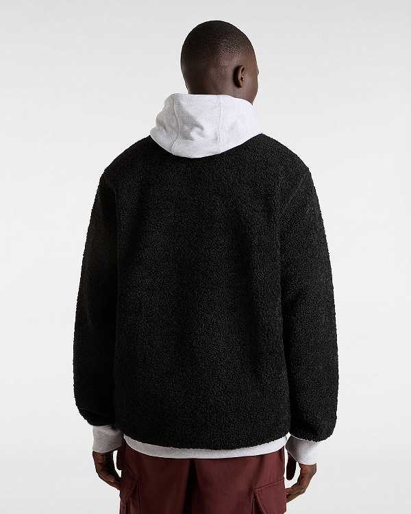 Men Vans Boxed Sherpa Sweatshirt Black Malaysia | VN7612389