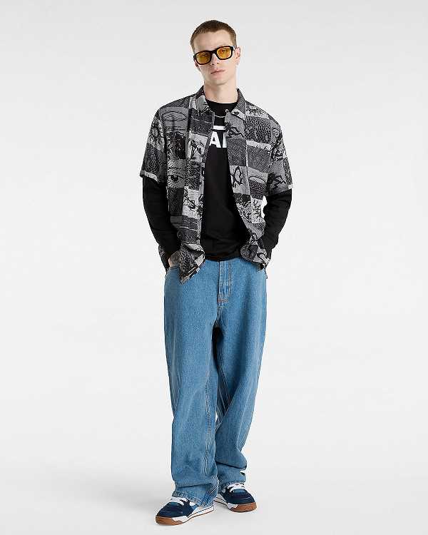 Men Vans Camp Classic Collar Shirts Grey Malaysia | VN9075123
