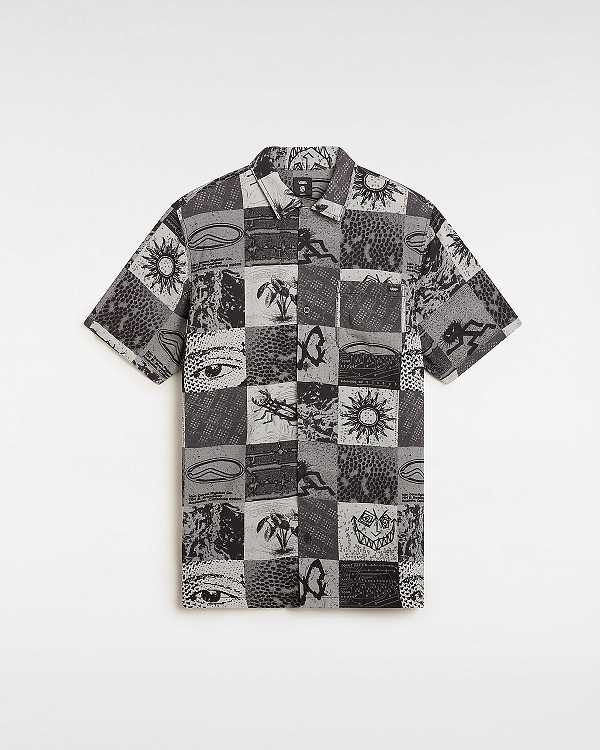 Men Vans Camp Classic Collar Shirts Grey Malaysia | VN9075123