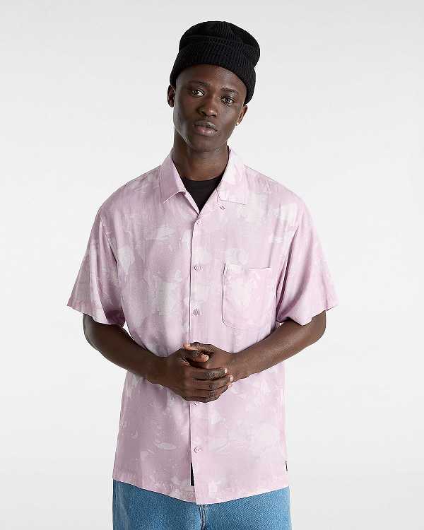 Men Vans Camp Loose Collar Shirts Purple Malaysia | VN9163280