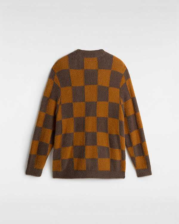 Men Vans Canfield Checkerboard Cardigan Brown / Orange Malaysia | VN2759043