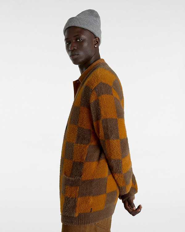 Men Vans Canfield Checkerboard Cardigan Brown / Orange Malaysia | VN2759043
