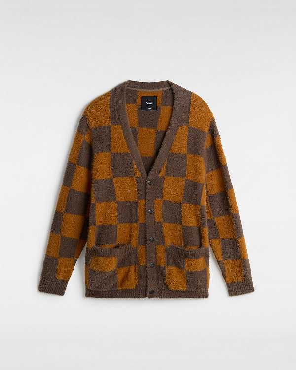 Men Vans Canfield Checkerboard Cardigan Brown / Orange Malaysia | VN2759043