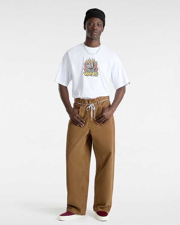 Men Vans Check-5 Baggy Pants Brown Malaysia | VN4708692