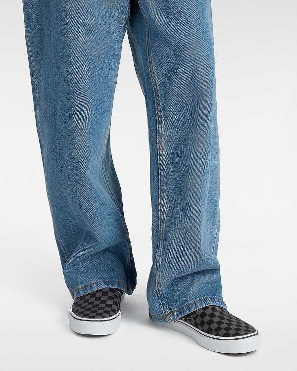 Men Vans Checkerboard Classic Slip On Shoes Black / Grey Malaysia | VN5163824