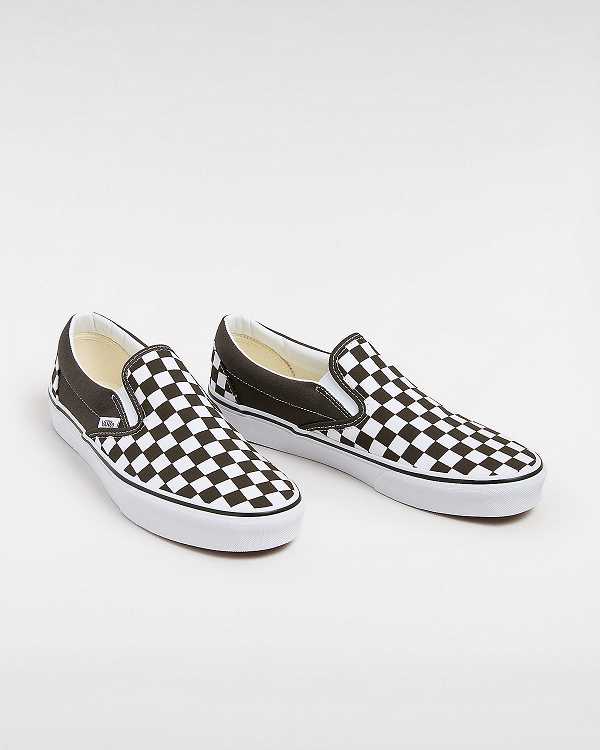 Men Vans Classic Checkerboard Slip On Shoes Brown Malaysia | VN2895760