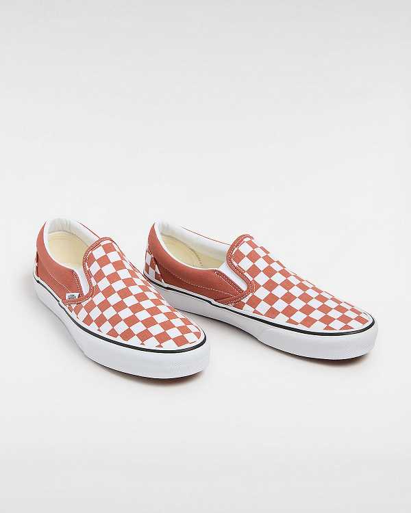 Men Vans Classic Checkerboard Slip On Shoes Orange Malaysia | VN7401823