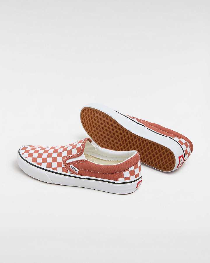 Men Vans Classic Checkerboard Slip On Shoes Orange Malaysia | VN7401823