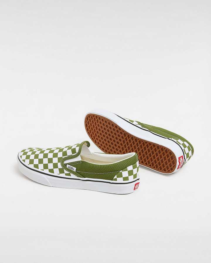 Men Vans Classic Checkerboard Slip On Shoes Green Malaysia | VN4389072