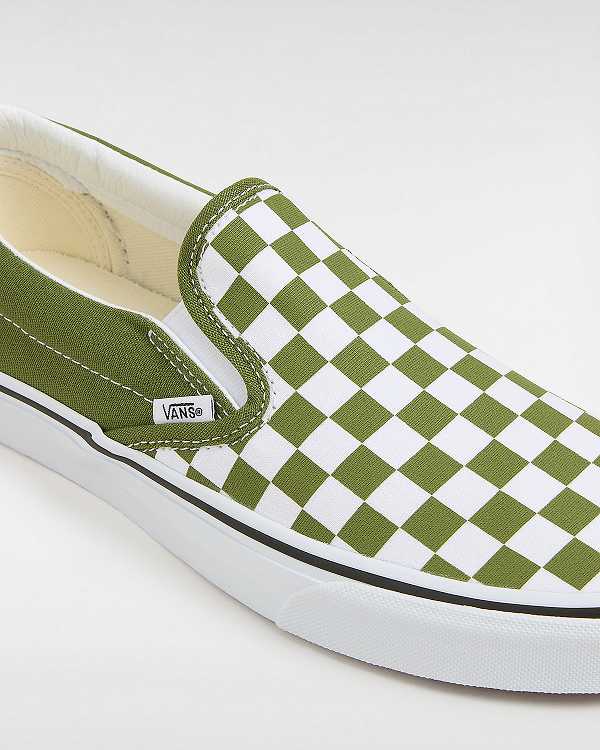 Men Vans Classic Checkerboard Slip On Shoes Green Malaysia | VN4389072