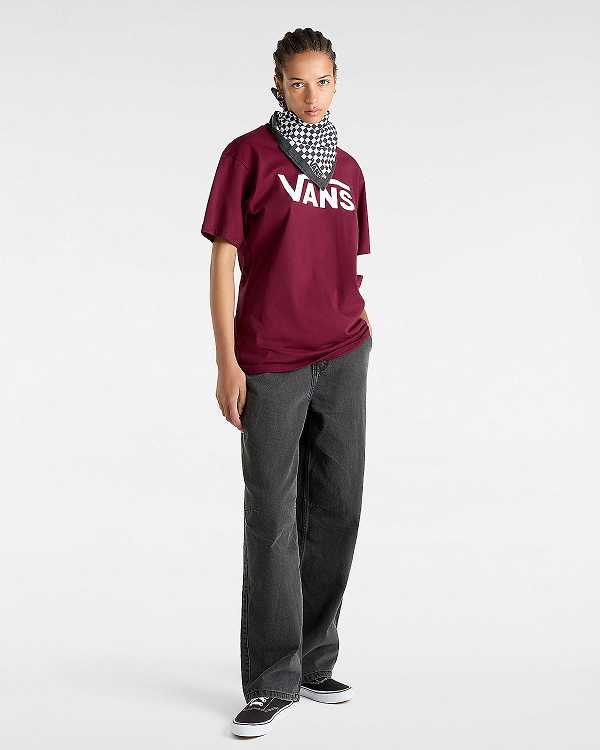 Men Vans Classic T Shirts Burgundy Malaysia | VN5032817