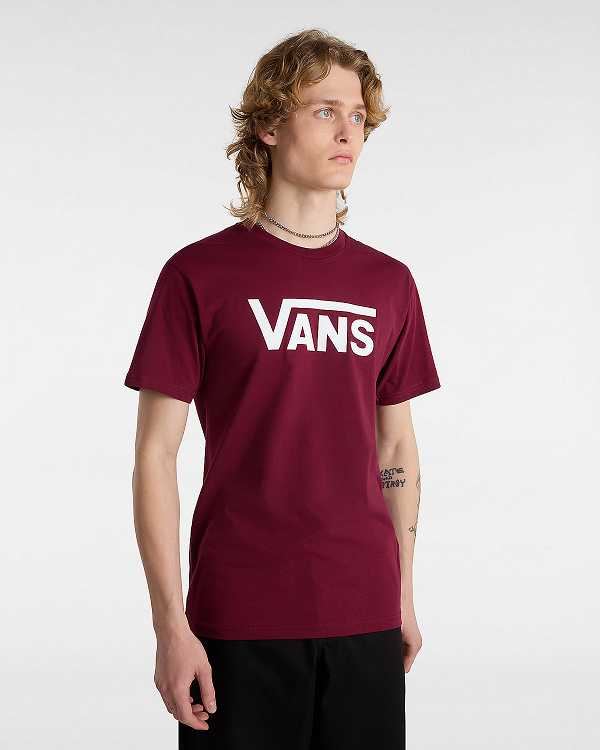 Men Vans Classic T Shirts Burgundy Malaysia | VN5032817