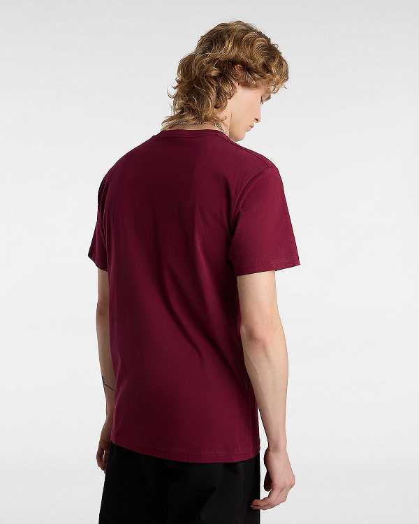 Men Vans Classic T Shirts Burgundy Malaysia | VN5032817