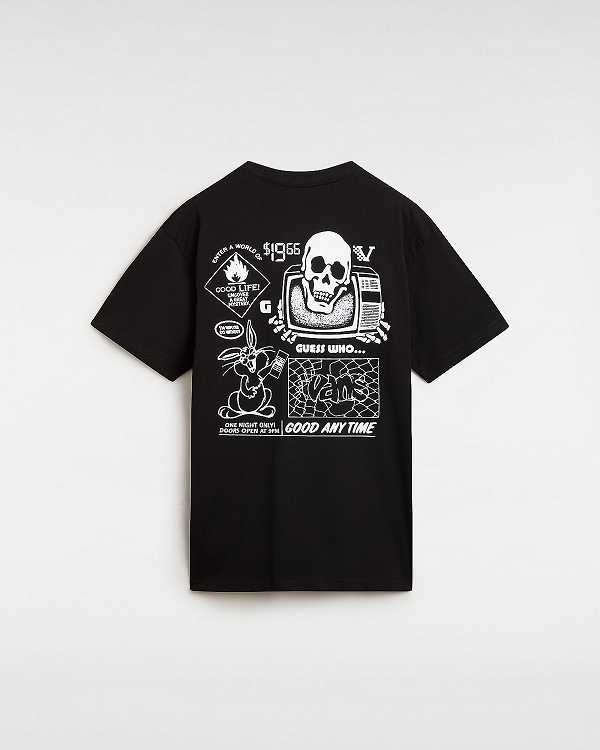 Men Vans Crazy Eddy T Shirts Black Malaysia | VN5182436