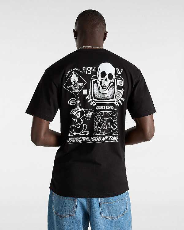 Men Vans Crazy Eddy T Shirts Black Malaysia | VN5182436
