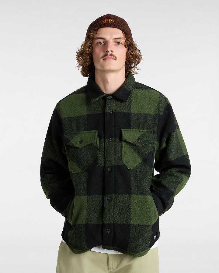 Men Vans Denby Fuzzy Shacket Shirts Black Malaysia | VN7361820
