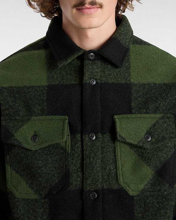 Men Vans Denby Fuzzy Shacket Shirts Black Malaysia | VN7361820