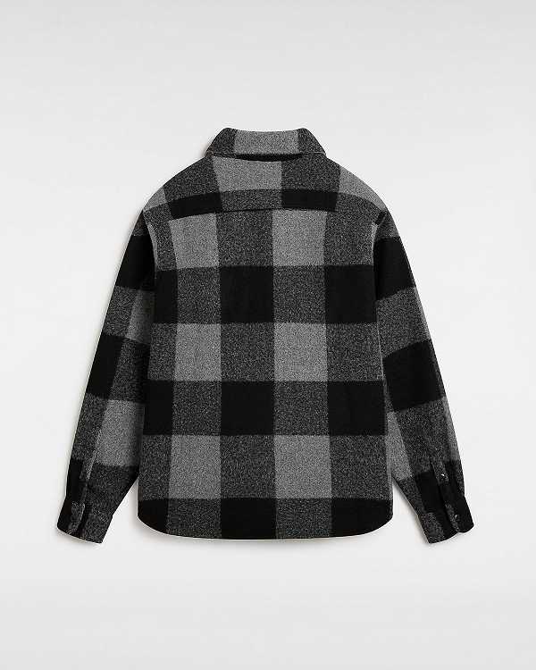 Men Vans Denby Fuzzy Shacket Shirts Black Malaysia | VN2093164