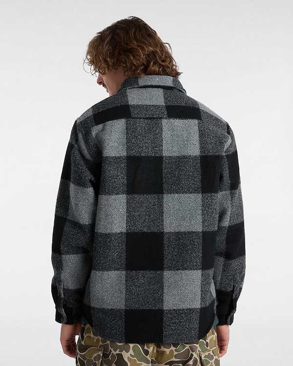 Men Vans Denby Fuzzy Shacket Shirts Black Malaysia | VN2093164