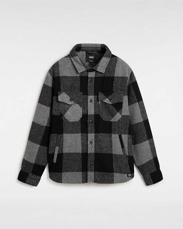 Men Vans Denby Fuzzy Shacket Shirts Black Malaysia | VN2093164