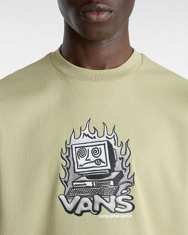 Men Vans Digital Repair T Shirts Beige Malaysia | VN9158624
