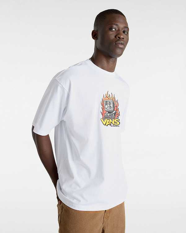 Men Vans Digital Repair T Shirts White Malaysia | VN4726195