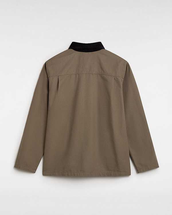 Men Vans Drill Chore Jacket Brown Malaysia | VN3715920