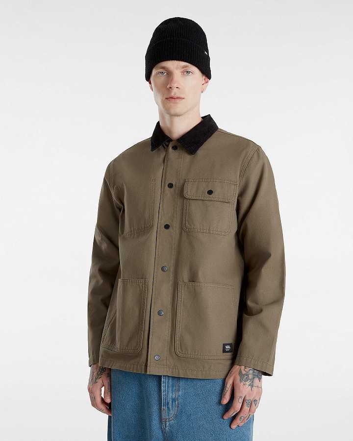Men Vans Drill Chore Jacket Brown Malaysia | VN3715920