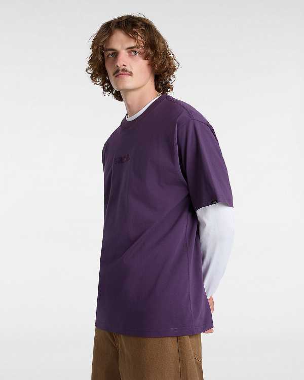 Men Vans Essential Loose T Shirts Purple Malaysia | VN0492157