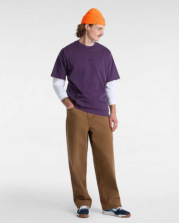 Men Vans Essential Loose T Shirts Purple Malaysia | VN0492157