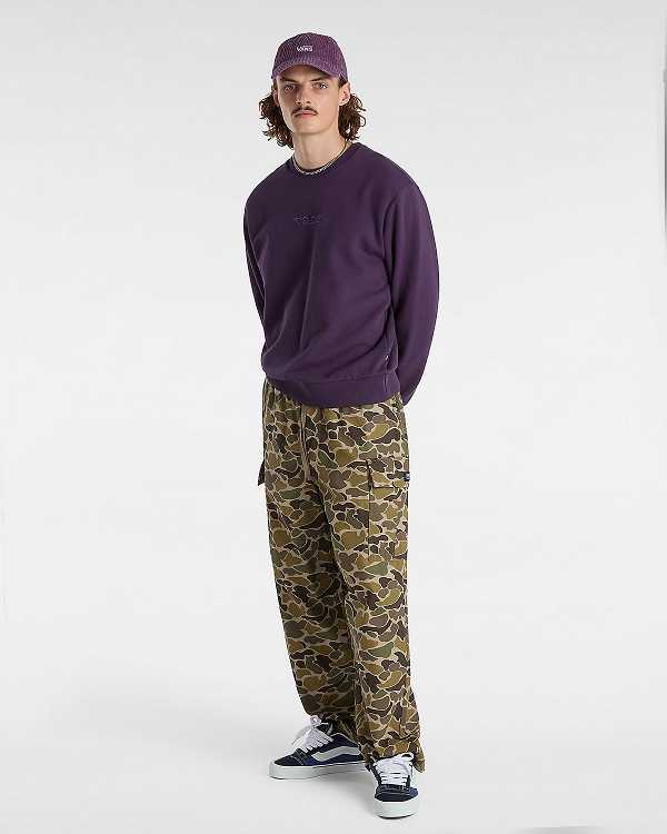 Men Vans Essential Relaxed Crew Sweatshirt Purple Malaysia | VN5834296