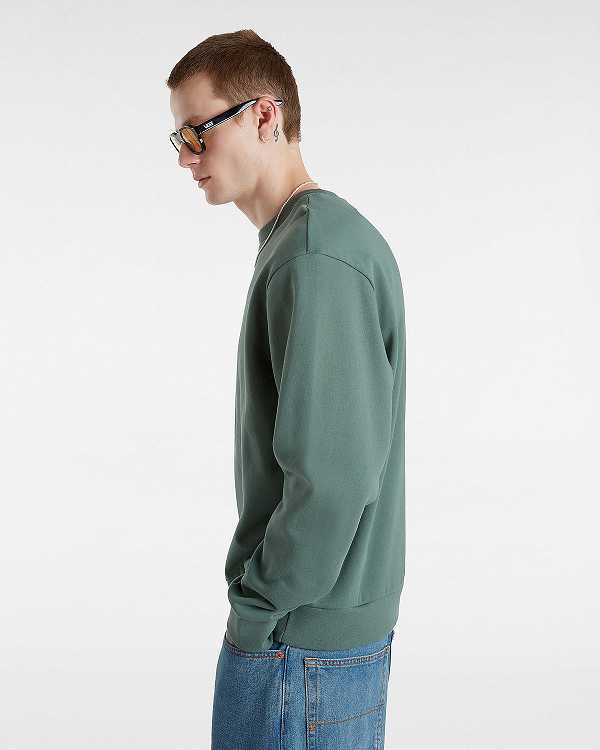 Men Vans Essential Relaxed Crew Sweatshirt Green Malaysia | VN9476012