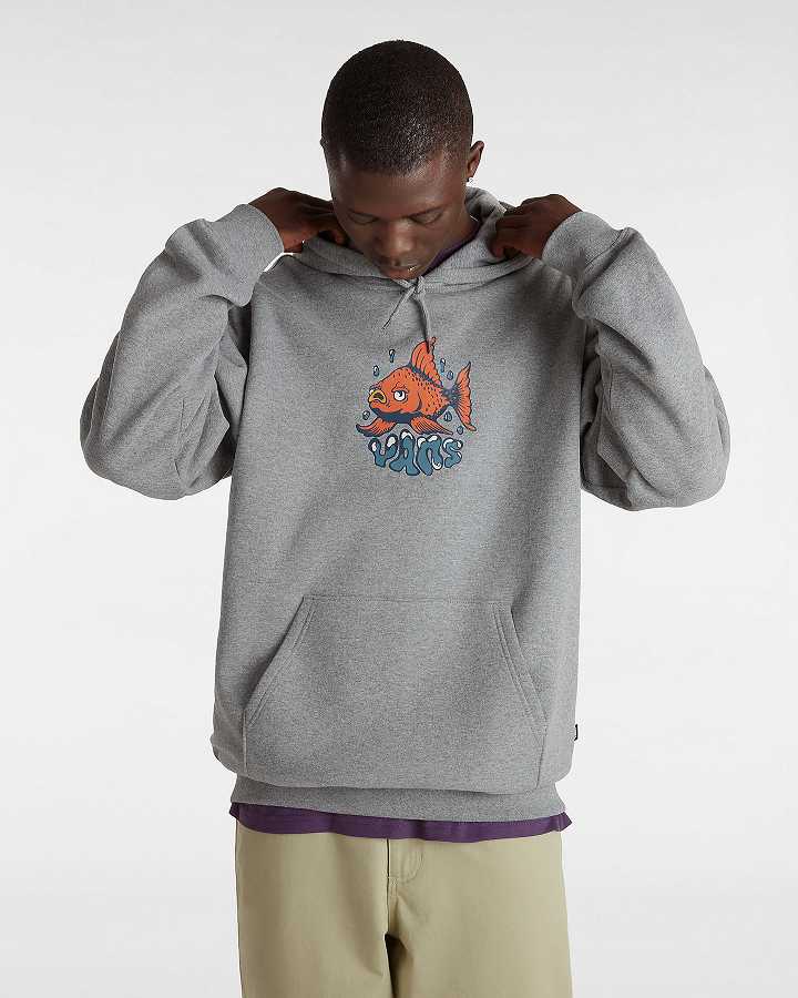 Men Vans Fish loose Hoodie Grey Malaysia | VN9108476