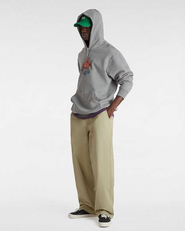 Men Vans Fish loose Hoodie Grey Malaysia | VN9108476