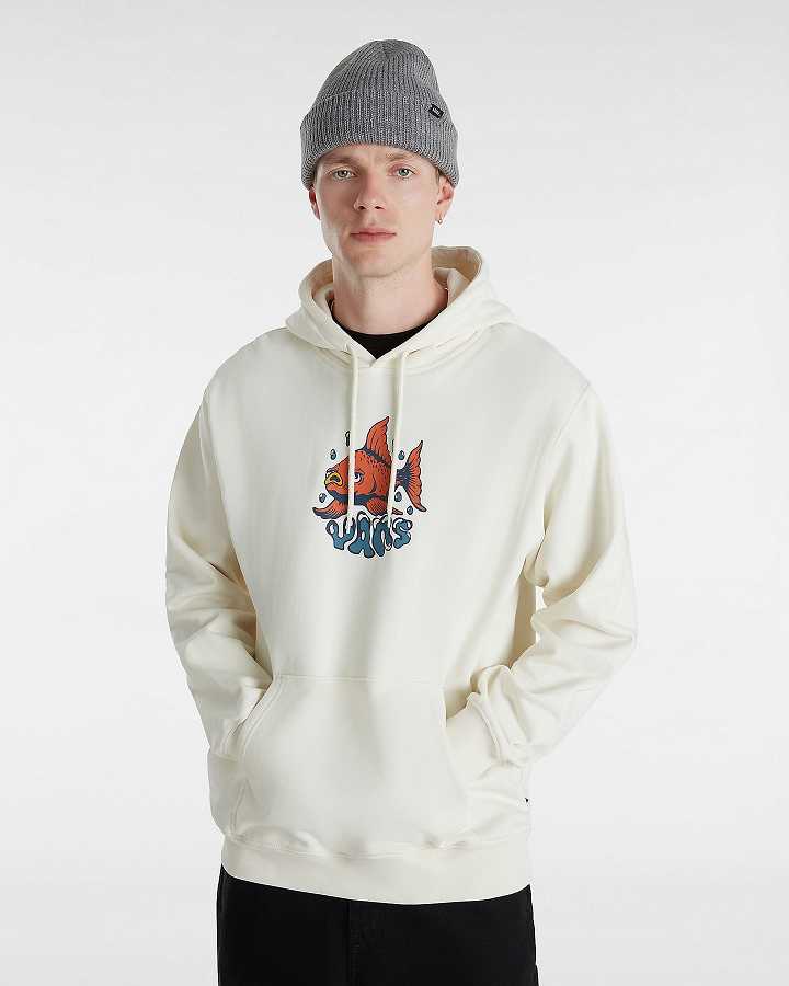 Men Vans Fish loose Hoodie White Malaysia | VN8290465