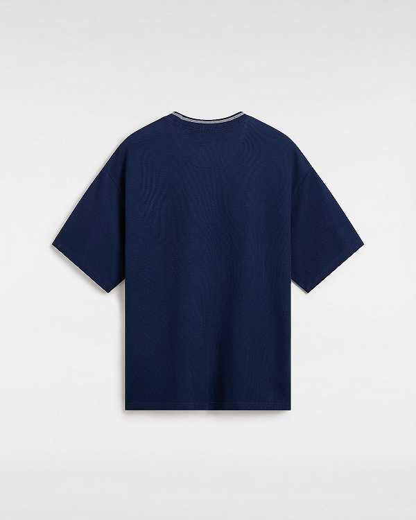 Men Vans Galen Knit T Shirts Blue Malaysia | VN6821059