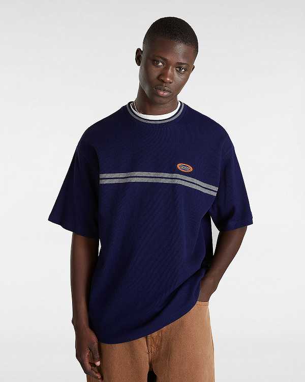 Men Vans Galen Knit T Shirts Blue Malaysia | VN6821059