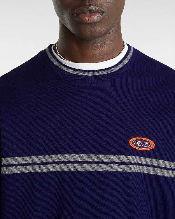Men Vans Galen Knit T Shirts Blue Malaysia | VN6821059