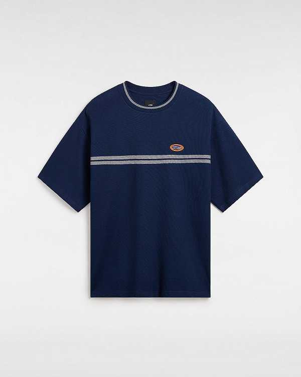 Men Vans Galen Knit T Shirts Blue Malaysia | VN6821059