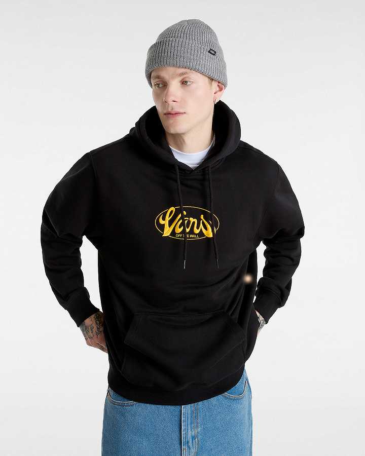 Men Vans Global Line Loose Hoodie Black Malaysia | VN6087134