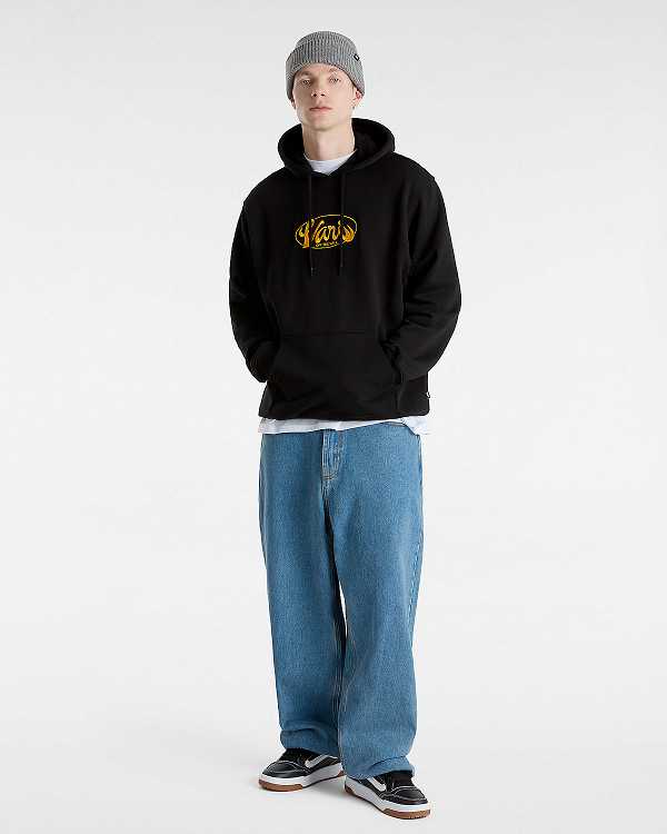 Men Vans Global Line Loose Hoodie Black Malaysia | VN6087134