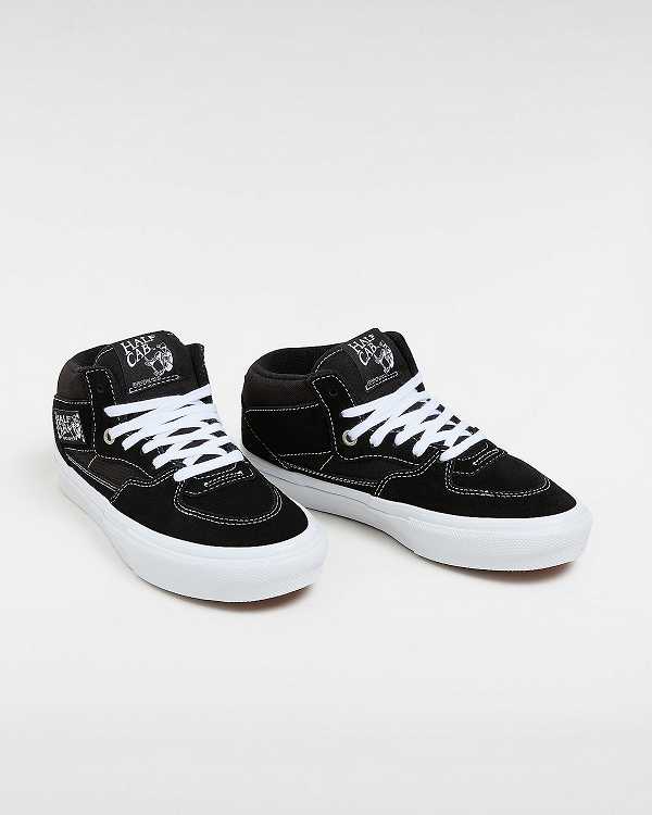 Men Vans Half Cab Skate Shoes Black Malaysia | VN6427185