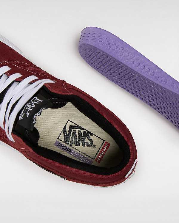 Men Vans Half Cab Skate Shoes Burgundy Malaysia | VN7280549