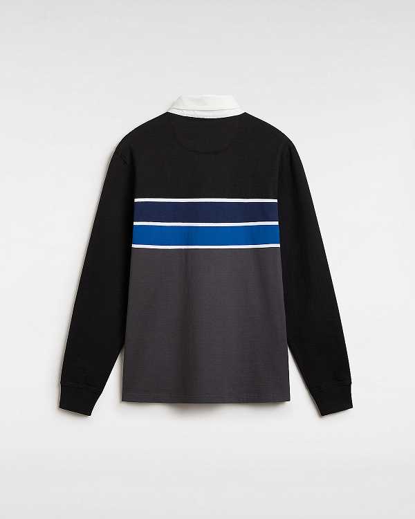 Men Vans Harrison Rugby Long Sleeve Knit Sweater Black Malaysia | VN1039274